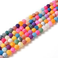 Wholesale Loose Bead Strand Frosted Cracked Round 8mm Semi-Precious Gemstone Natural Agate Stone Beads For Jewelry Making