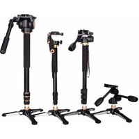 Professional panhead DSLR digital video camera monopod with base mini tripod