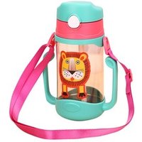 400ml Baby's Learning Drinking Water Bottles Feeding Sippy Cups With Handles and Strap Newborns Kids Cute Cartoon Leakproof Cup