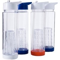 Hot selling Stock white clear color island bpa free 700ml plastic drinking water bottle with infuser