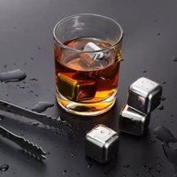 6 Piece Stainless Steel Whisky Ice Cube Set
