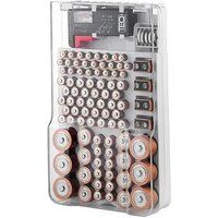 The plastic Battery Organizer Storage Case with Hinged Clear Cover