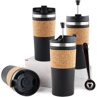 Custom Stainless Steel Coffee Mug Gift Set double wall insulted tumbler cups with screw lid and Nature Cork Sleeve, Keep Coffee