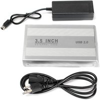 3.5" HDD Hard Drive External Enclosure USB 2.0 SATA Disk Box HDD Caddy Aluminium HDD Hard Disk Drive With Power Adapter Cable