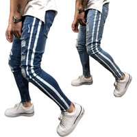 Slim Fit Elastic Ripped Biker Jeans