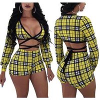 Plaid Bandage Jumpsuit