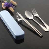 New Product 3 in 1 Reusable Portable Flatware Fork And Spoon Chopsticks Travel Cutlery Set With Case