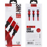 1.2M 2.4A 3 in 1 USB cable fast chargeing date cable for iphone for Samsung For micro USB mobile phone