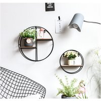 Modern Fresh Wooden Metal Wall Book Storage Shelf Metal Round Hanging Shelf Creative Art Metal Wall Mounted Rack For Home