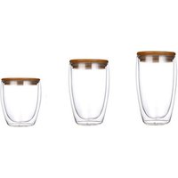 Double Wall Glass Cup Bamboo Lid Hot Drinks
