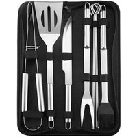 9PCS Stainless Steel Barbecue Tool Set BBQ Accessories Grilling Utensils Grill Tools Packed in Bag