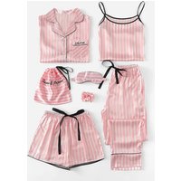 Hot Sale Lovely Sexy nighty Long Sleeves Women Winter Femme Striped Pyjamas Satin
