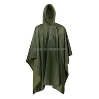 Waterproof lightweight PVC army green raincoat& poncho military rain bicycle poncho
