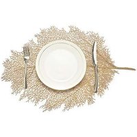 Gold Leaf Placemats Coral Branch Wedding Placemats Stain Resistant Washable PVC Table Mats for Modern Table Decor