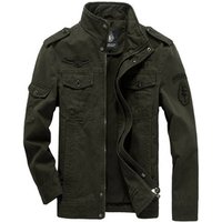 Stand Collar Casual Cotton Military Zip Jacket