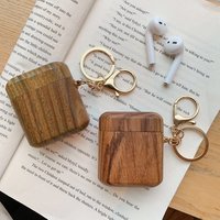 Original Natural Wooden for Airpods Case with Buckle Anti-lost Shockproof Full Protective Carrying for Apple for Airpod 2 Cases