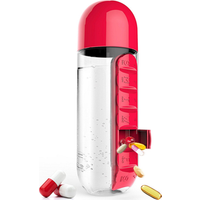 Portable 2 1 Pill Organiser Water Bottle