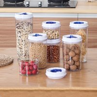 Plastic Storage Containers 5Pcs Kitchen Plastic Keep Food Fresh Storage Containers Dampproof Box Large Capacity Transparent Jar