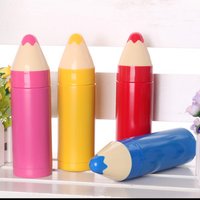 China Manufacturer Promotion Wholesale Creative Pencil Shape Double Wall Stainless Steel Children Thermos Bottle