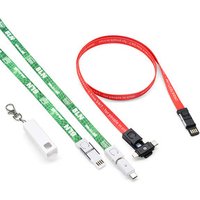 4in1 fast charging custom logo printing lanyard charging usb cable paypal accept
