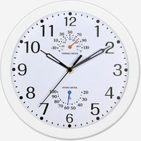 Metal & Plastic Round Wall Clock Thermometer & Hygrometer