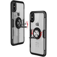 2019 Clear Acrylic Phone Cover For Iphone Xs/Xs Max/Xr/X Carbon Fiber Bumper Case With Magnetic Adsorption Ring Kickstand