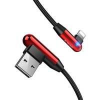 cafele high quality led 90 degree right angle game nylon woven 1.2/1.8m usb 2.0 data charging cable for iphone 7 8 xs max