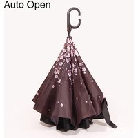Innovative Automatic Digital Printing Cherry Blossom Reverse Umbrella