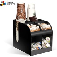 Acrylic Cup Lid Dispenser Coffee Condiment Dispenser Organizer, Custom Acrylic Cup Holder Condiment Holder