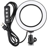 Dropshipping PULUZ 4.6 inch USB 3 Modes Dimmable LED Ring On-Camera Video Lights with Cold Shoe Tripod Ball Head