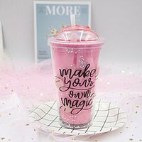Zogifts Fashionable wholesale products custom clear drinking glitter plastic cups with straw lids