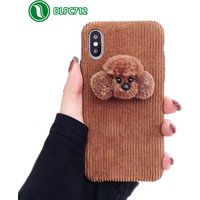 Mini Brown Teddy Bear Plush Phone Case Cover 3D Cartoon Animal Stuffed Mobile Phone Case Teddy Bear Fabric Cell Phone Case