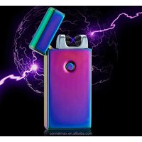 Fashion Double Pulse Arc Metal Ultra-Thin USB Lighter Creative Charging Electronic Cigarette windproof Lighters
