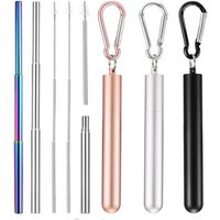 Eco-friendly Cheap Wholesale Stainless Steel Straw Set Collapsible with Straw Brush Metal Flexible Food Grade Reusable Straw