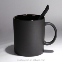 Glazed Black coffee ceramic mugs,dull polish with spoon, matter milk cup