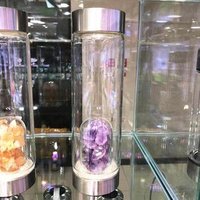 Natural Tumble Stone Crystal Glass amethyst Water Bottles