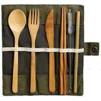Hot Sell 7pcs/set ECO Friendly Camping Travel Portable Reusable Natural Organic Bamboo Utensils Flatware Cutlery Set With Bag