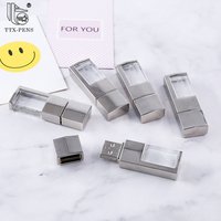 2019 Customized LOGO Glass crystal USB 2.0 pen drive Memory Flash Stick 8GB U disk