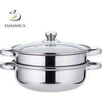 Double Layer Stainless Steel Steamer & Stock Pot Glass Lid