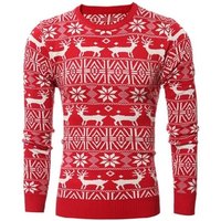 Hot selling Mens Winter Christmas Deer Pattern plus Thick Casual Slim Knitwear with high quality