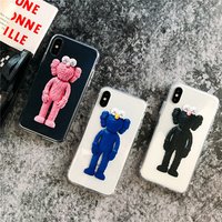 Cute Fashion Cartoon Sesame Street Case for iPhone X XR XS MAX 8 7 6 6S plus Lovely KAWS doll Clear soft silicon TPU cover Coque