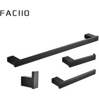 FACIIO Wall Mounted 304 stainless steel bathroom black 4 pcs accessory set