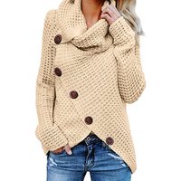 Buttoned Wrap Turtleneck Sweater Cardigan