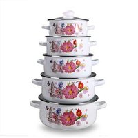 Enamel Cast Iron Casserole Pot Set with Glass Cover