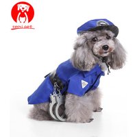 Pet Dog Cat Costumes Cool Police Uniform Coat Halloween Cosplay Clothes For Puppy Dogs Theme Party Dressing Up