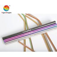 FDA Food Grade Reusable Drinking 304 Stainless Steel Metal Straws Set for Boba