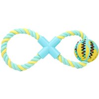 2019 Pet Leakage food dog ball natural rubber cotton rope dog toy rubber dog chew toys