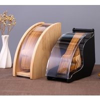 Wooden Bamboo Coffee Filter Paper Holder with Acrylic Lid filter paper storage Rack Beech Acacia Wood Coffee filter holder