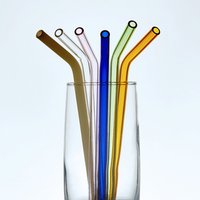 Reusable Bent Glass Straws Cleaning Brushes