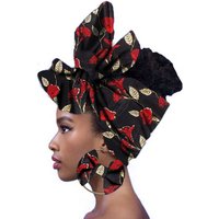 African Headwrap Women Cotton Wax Fabric Traditional Headtie Scarf Turban with earrings